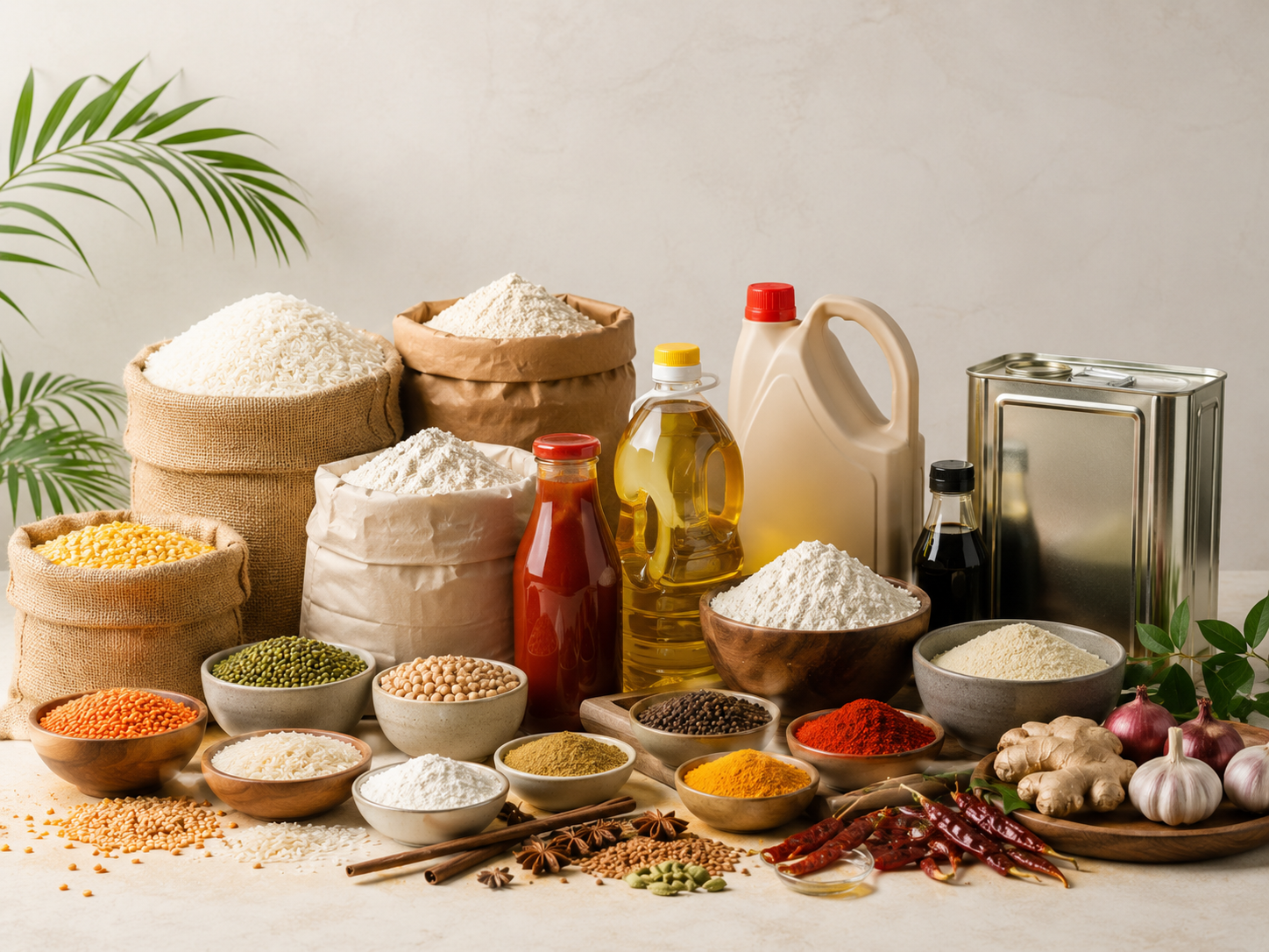 Rice, flour, pulses, oils and spices supplied by Thanima
